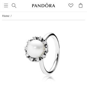 Pandora White Pearl Halo Ring in Silver